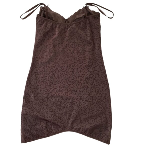 Infiore Italian Women Lingerie Taupe Lace-Trim Satin Slip Dress Lingerie 4 - Picture 6 of 10